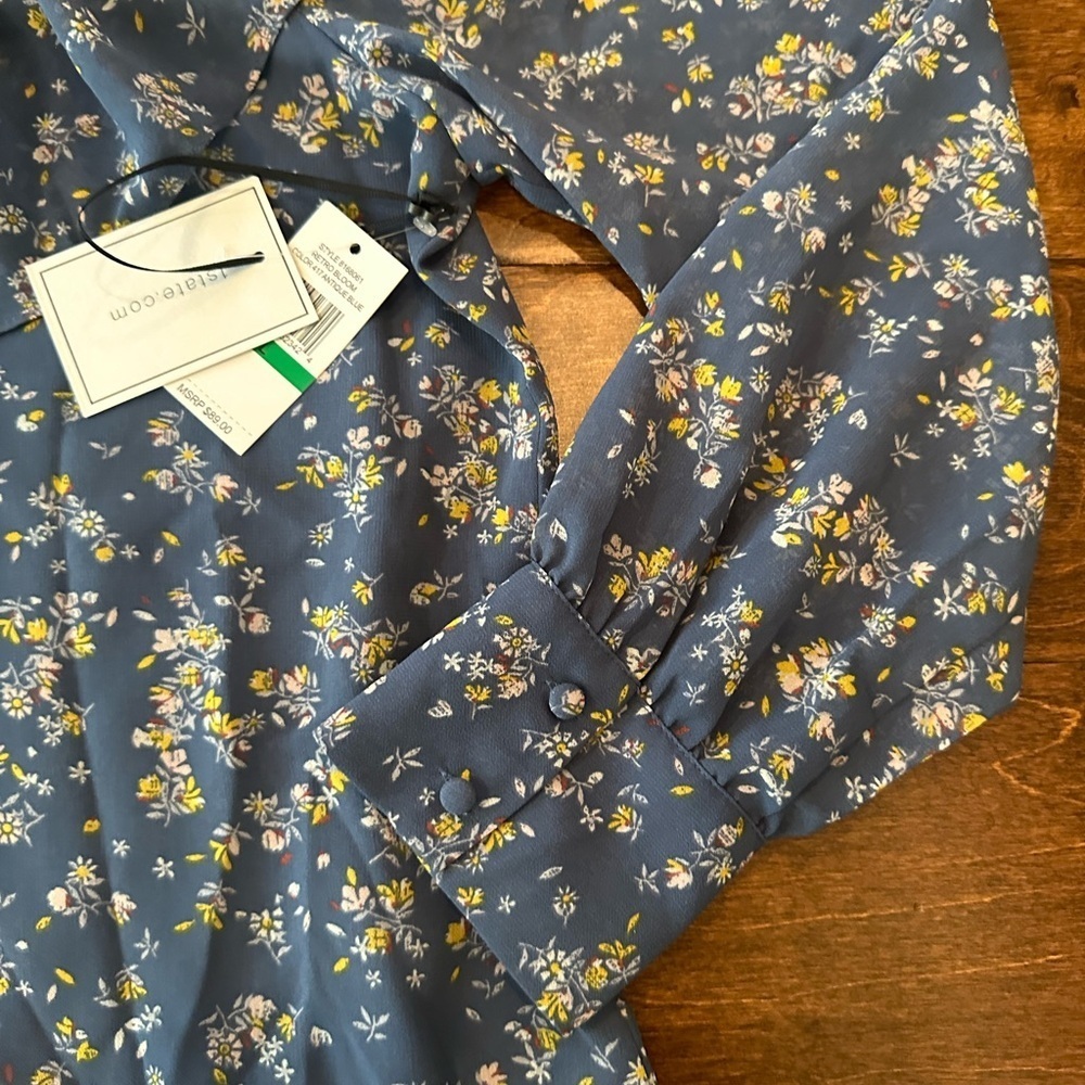 NWT 1. State•Nordstrom Floral Ruffle Collar Blouse Size Large - Picture 15 of 15